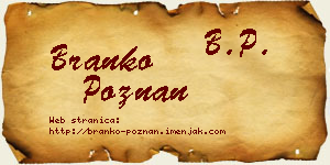 Branko Poznan vizit kartica